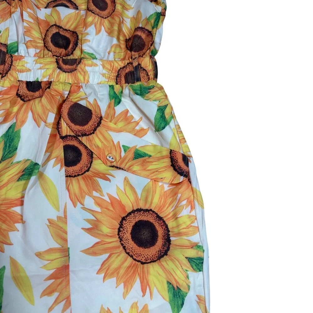 NWT Plus Size Short Sleeve Button Up Sunflower Jumpsuit  4X - Picture 4 of 5